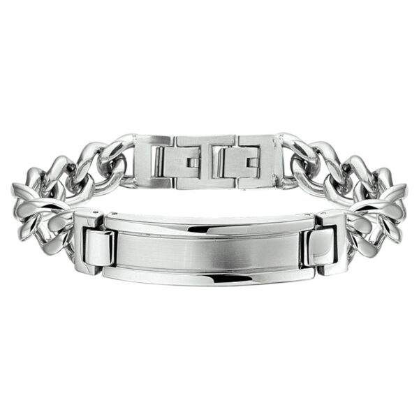 graveerarmband poli/mat plaat 12 mm 21,5 + 1,5 cm edelstaal