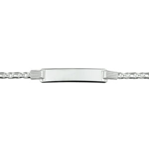 graveerarmband valkenoog plaat 6,0 mm zilver wit