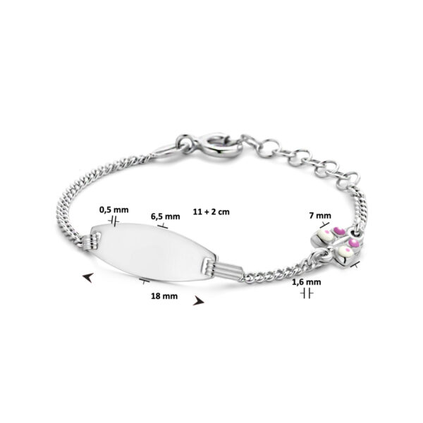 graveerarmband vlinder plaat 6,5 mm 11 + 2 cm zilver gerhodineerd - Afbeelding 3