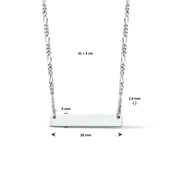 graveercollier plaat 5,0 mm 41 + 5 cm zilver gerhodineerd - Afbeelding 2