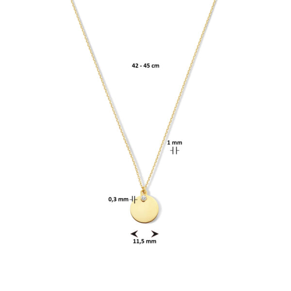 graveercollier rondje zirkonia 42 - 45 cm 14K geelgoud - Afbeelding 4
