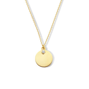 graveercollier rondje zirkonia 42 - 45 cm 14K geelgoud
