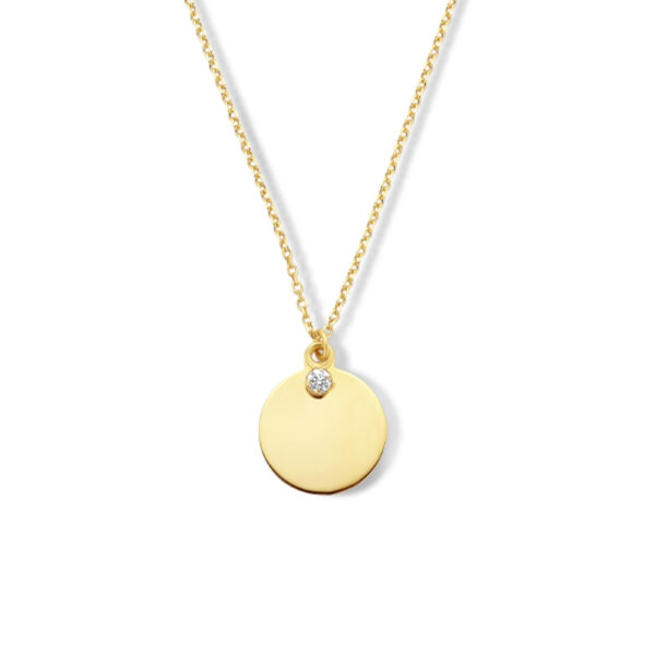 graveercollier rondje zirkonia 42 - 45 cm 14K geelgoud