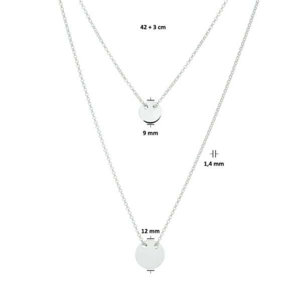 graveercollier rondjes 42 + 3 cm zilver gerhodineerd - Afbeelding 2