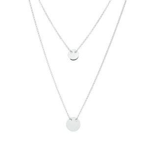 graveercollier rondjes 42 + 3 cm zilver gerhodineerd