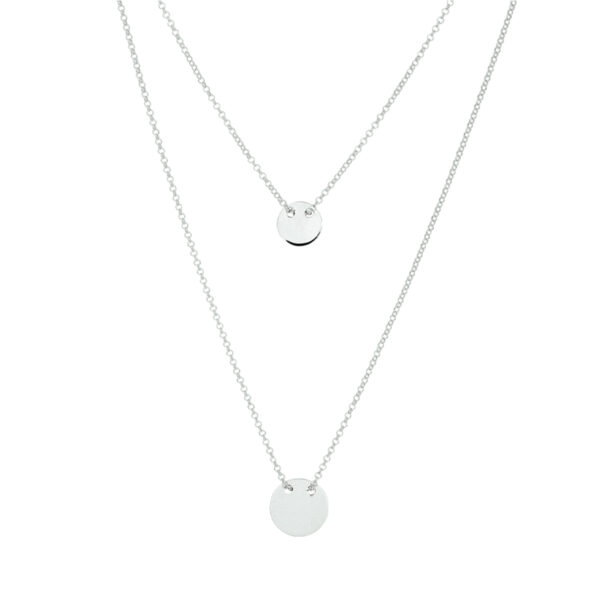 graveercollier rondjes 42 + 3 cm zilver gerhodineerd
