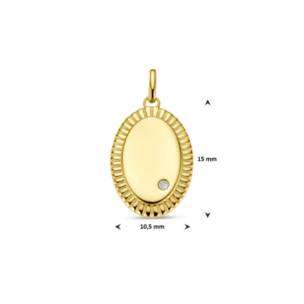 graveerhanger diamant 0.01ct h p 14K geelgoud - Afbeelding 4