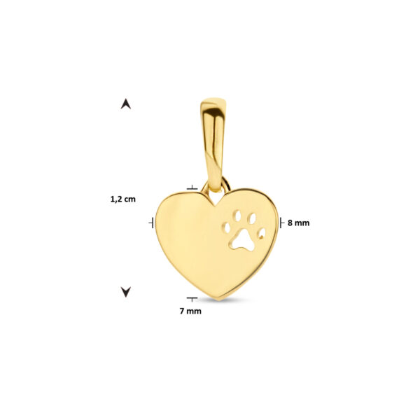 graveerhanger hart hondenpoot 14K geelgoud - Afbeelding 4