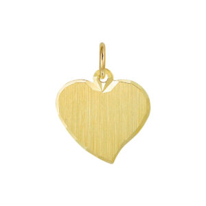 graveerhanger hart mat gediamanteerd 14K geelgoud