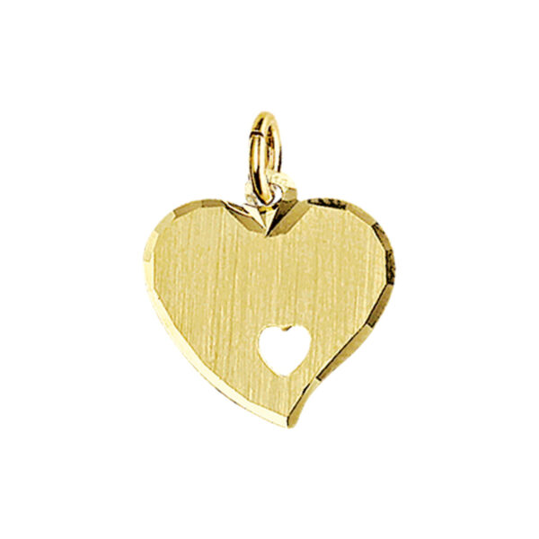 graveerhanger hart mat gediamanteerd 14K geelgoud