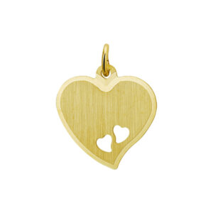 graveerhanger hart mat gediamanteerd 14K geelgoud