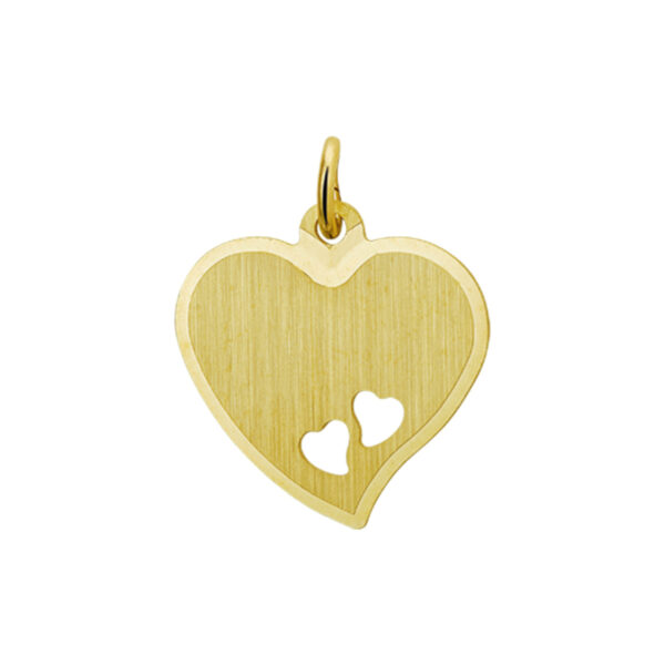 graveerhanger hart mat gediamanteerd 14K geelgoud
