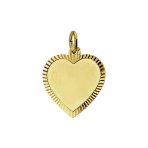 graveerhanger hart mat gediamanteerd 14K geelgoud