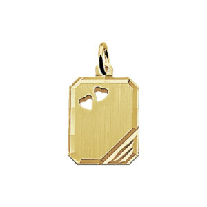 graveerhanger harten mat gediamanteerd 14K geelgoud
