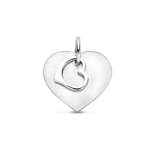 graveerhanger hartje poli/mat 13 mm zilver gerhodineerd