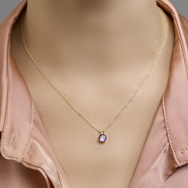 hanger amethist 14K geelgoud - Afbeelding 2