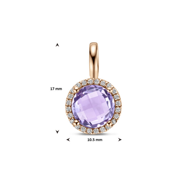 hanger amethist en diamant 0.09ct h si 14K roségoud - Afbeelding 4