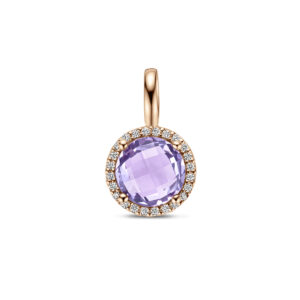 hanger amethist en diamant 0.09ct h si 14K roségoud