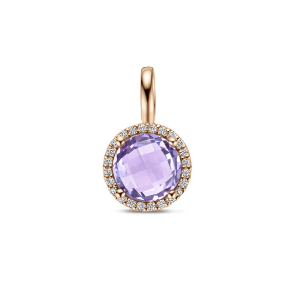 hanger amethist en diamant 0.09ct h si 14K roségoud