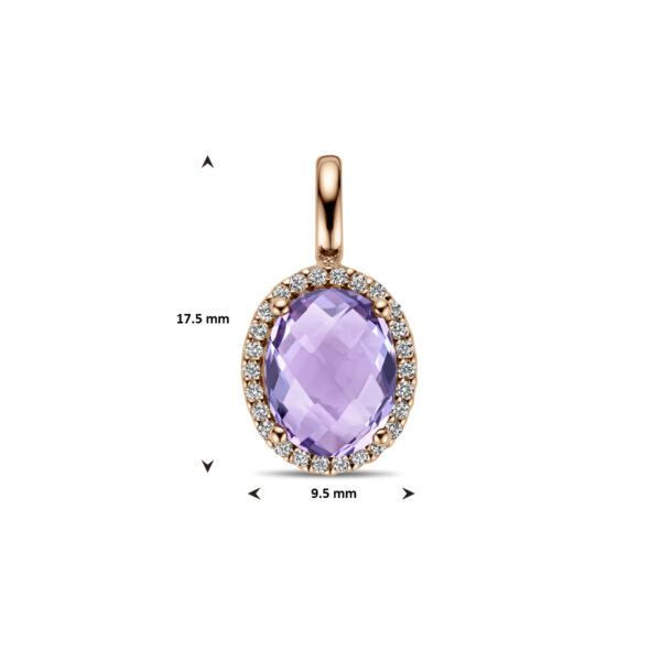 hanger amethist en diamant 0.10ct h si 14K roségoud - Afbeelding 4