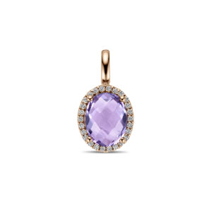 hanger amethist en diamant 0.10ct h si 14K roségoud