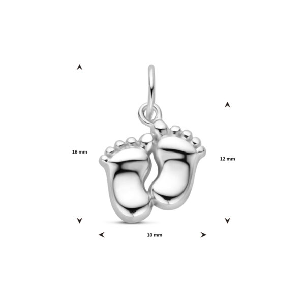 hanger baby voetjes 16 mm zilver gerhodineerd - Afbeelding 3