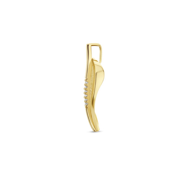 hanger blad gescratcht diamant 0.03ct h si 14K geelgoud - Afbeelding 3