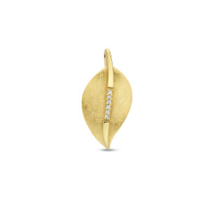 hanger blad gescratcht diamant 0.03ct h si 14K geelgoud
