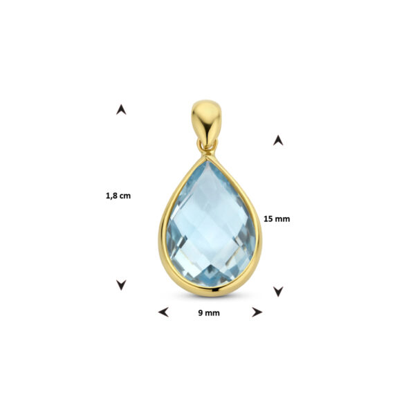 hanger blauw topaas 14K geelgoud - Afbeelding 4
