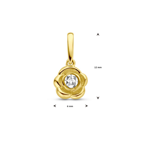 hanger bloem 14K bicolor goud geel/wit - Afbeelding 4