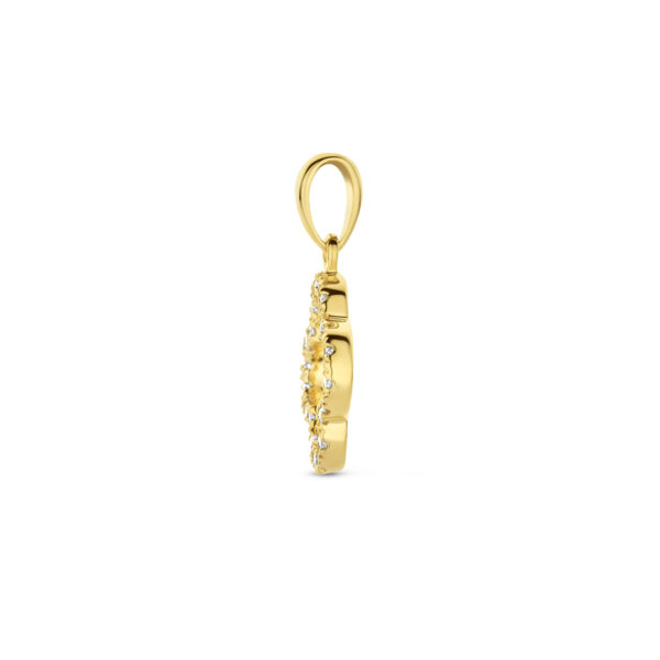hanger bloem diamant 0.07ct h si 17 mm 14K geelgoud - Afbeelding 3