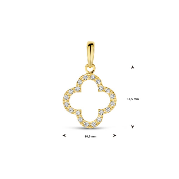 hanger bloem diamant 0.07ct h si 17 mm 14K geelgoud - Afbeelding 4
