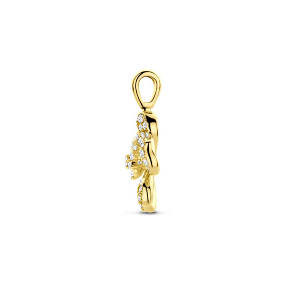 hanger bloem diamant 0.75ct h si 21,5 mm 14K geelgoud - Afbeelding 3