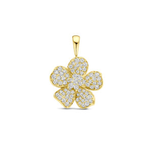 hanger bloem diamant 0.75ct h si 21,5 mm 14K geelgoud