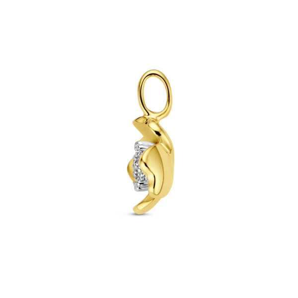 hanger bloem en diamant 0.11ct h si 14K bicolor goud geel/wit - Afbeelding 3