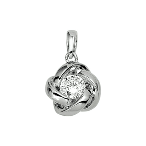 hanger bloem en zirkonia zilver gerhodineerd