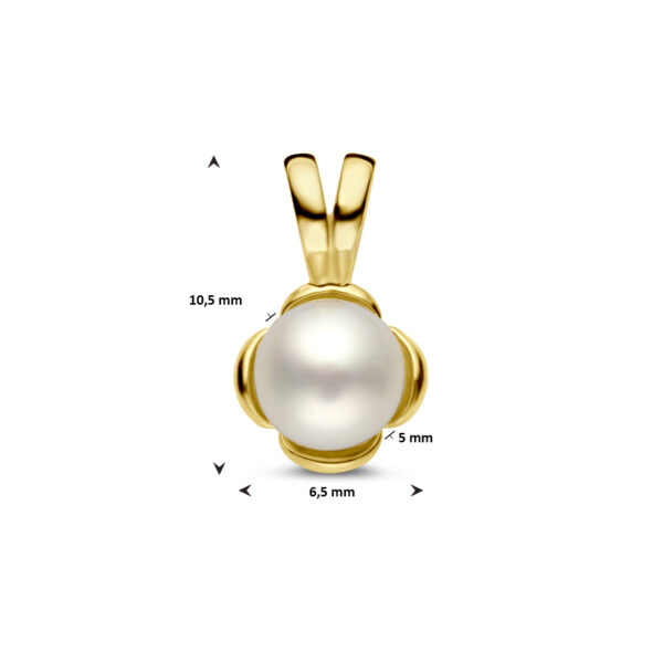 hanger bloem parel 14K geelgoud - Afbeelding 4