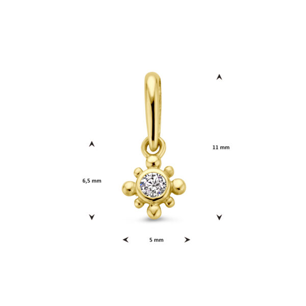 hanger bloem zirkonia 14K geelgoud - Afbeelding 4