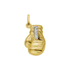 hanger bokshandschoen bicolor gestift 14K geelgoud