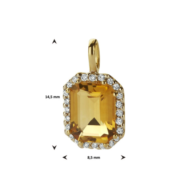 hanger citrien en diamant 0.10ct h si 14K geelgoud - Afbeelding 3