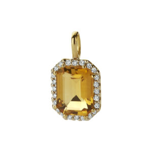 hanger citrien en diamant 0.10ct h si 14K geelgoud