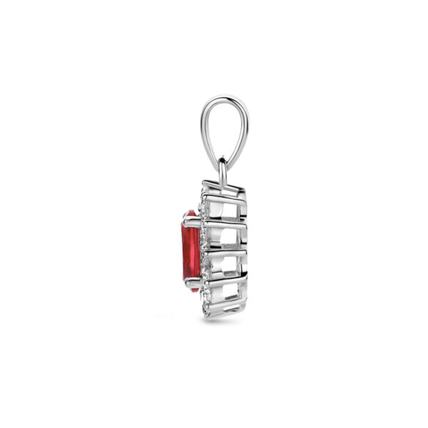 hanger corundumkleurig en wit zirkonia halo zilver gerhodineerd - Afbeelding 3