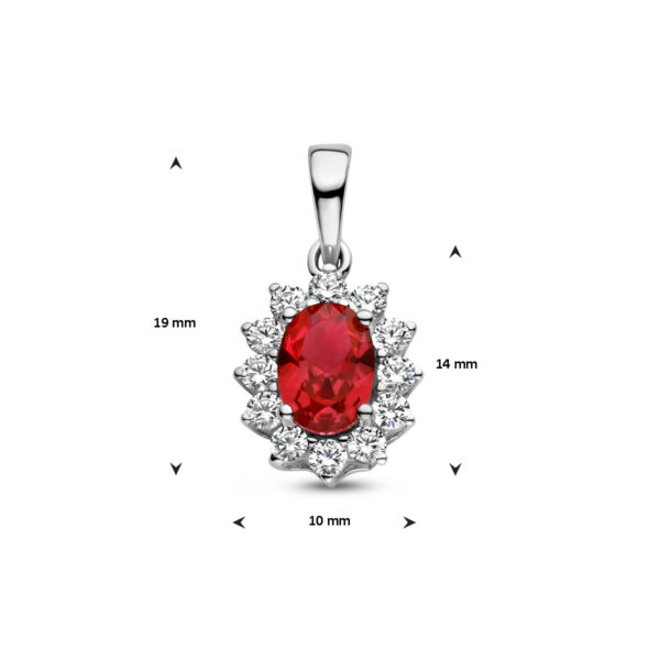 hanger corundumkleurig en wit zirkonia halo zilver gerhodineerd - Afbeelding 4