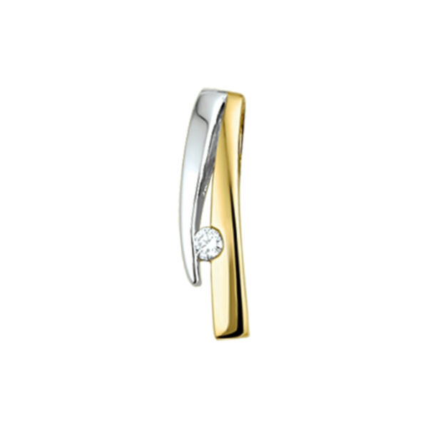 hanger diamant 0.02ct h si 14K bicolor goud geel/wit