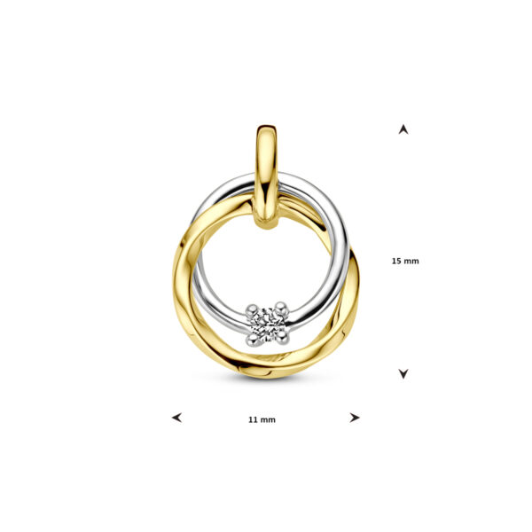 hanger diamant 0.03ct h si 14K bicolor goud geel/wit - Afbeelding 4