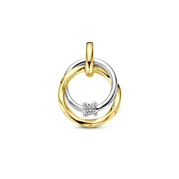 hanger diamant 0.03ct h si 14K bicolor goud geel/wit