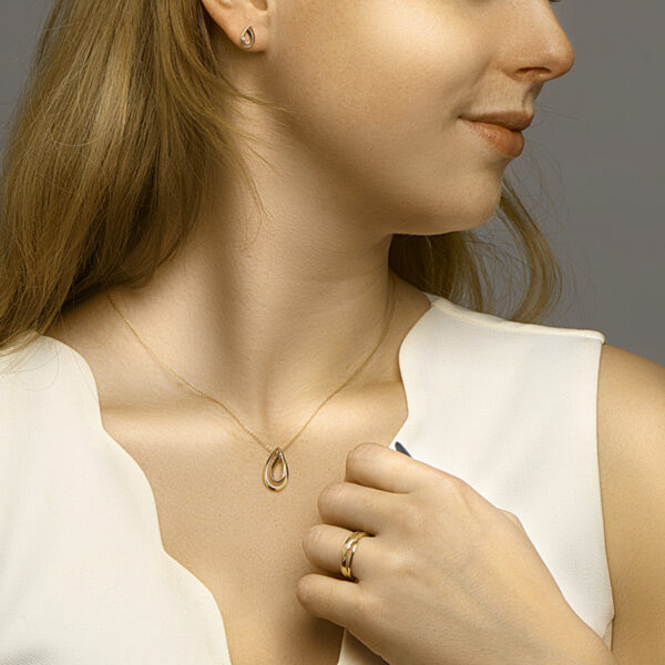 hanger diamant 0.040ct h si 14K geelgoud - Afbeelding 3