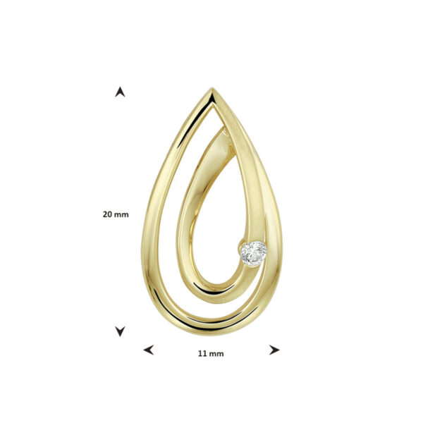 hanger diamant 0.040ct h si 14K geelgoud - Afbeelding 4