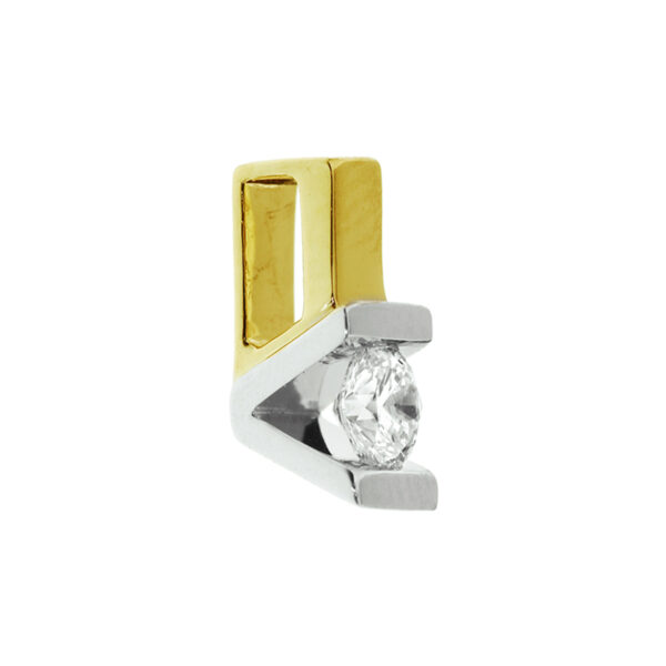 hanger diamant 0.05ct h si 14K bicolor goud geel/wit - Afbeelding 2