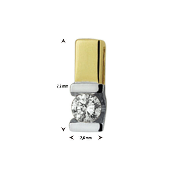 hanger diamant 0.05ct h si 14K bicolor goud geel/wit - Afbeelding 3